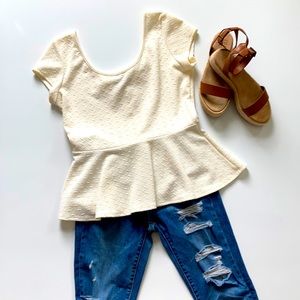 Cream Peplum Top